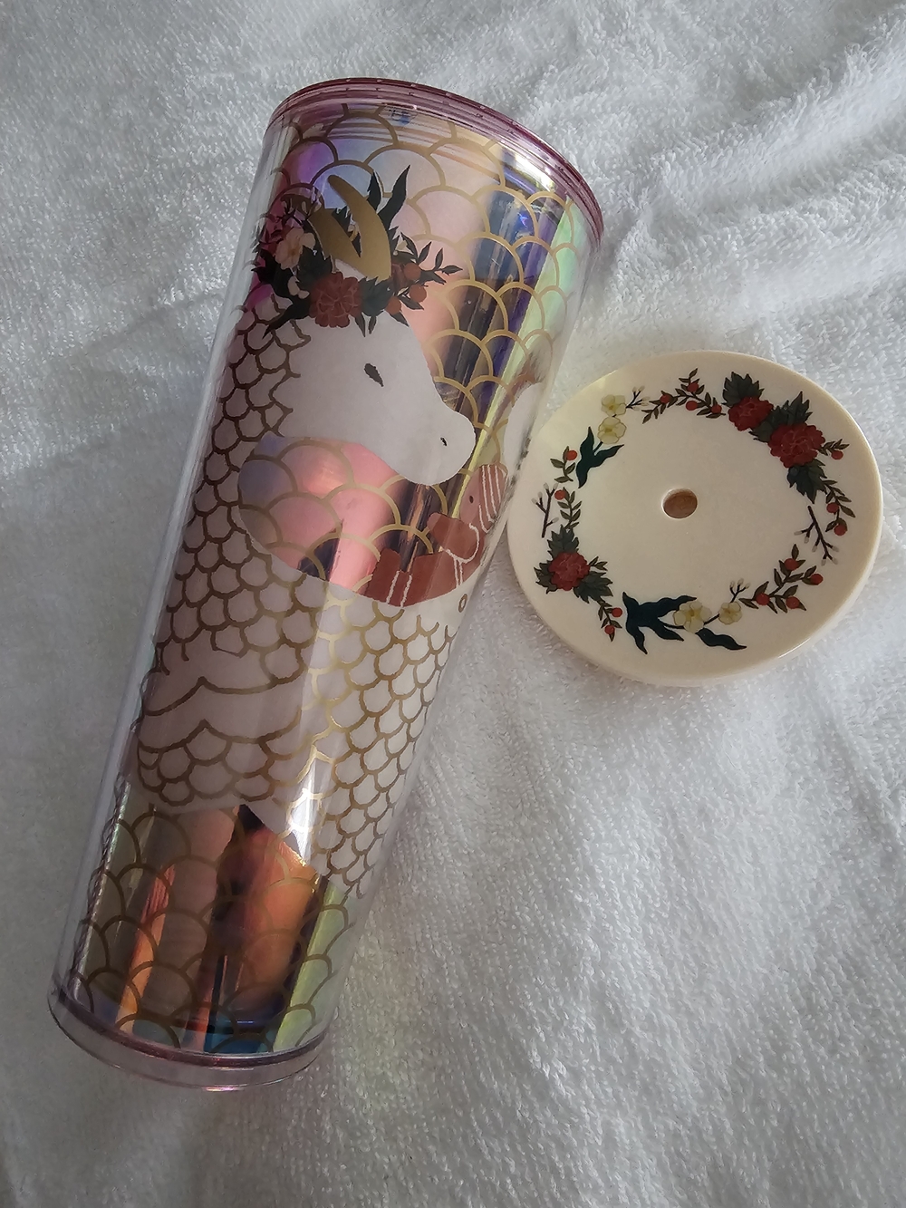 Starbucks 2024 Year of the Wood Dragon Iridescent Cup - Pink Gold Art New Year